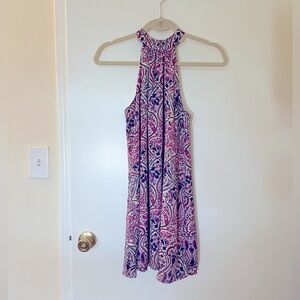High Neck Purple Paisley Sundress